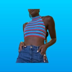 Knit crochet halter top